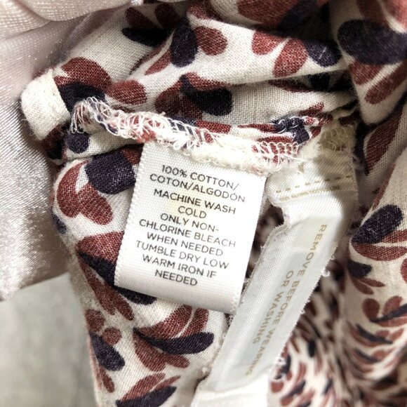 Loft The Softened Shirt Womens XS Brown White Leaf Print Long Sleeve Popover - Picture 8 of 8